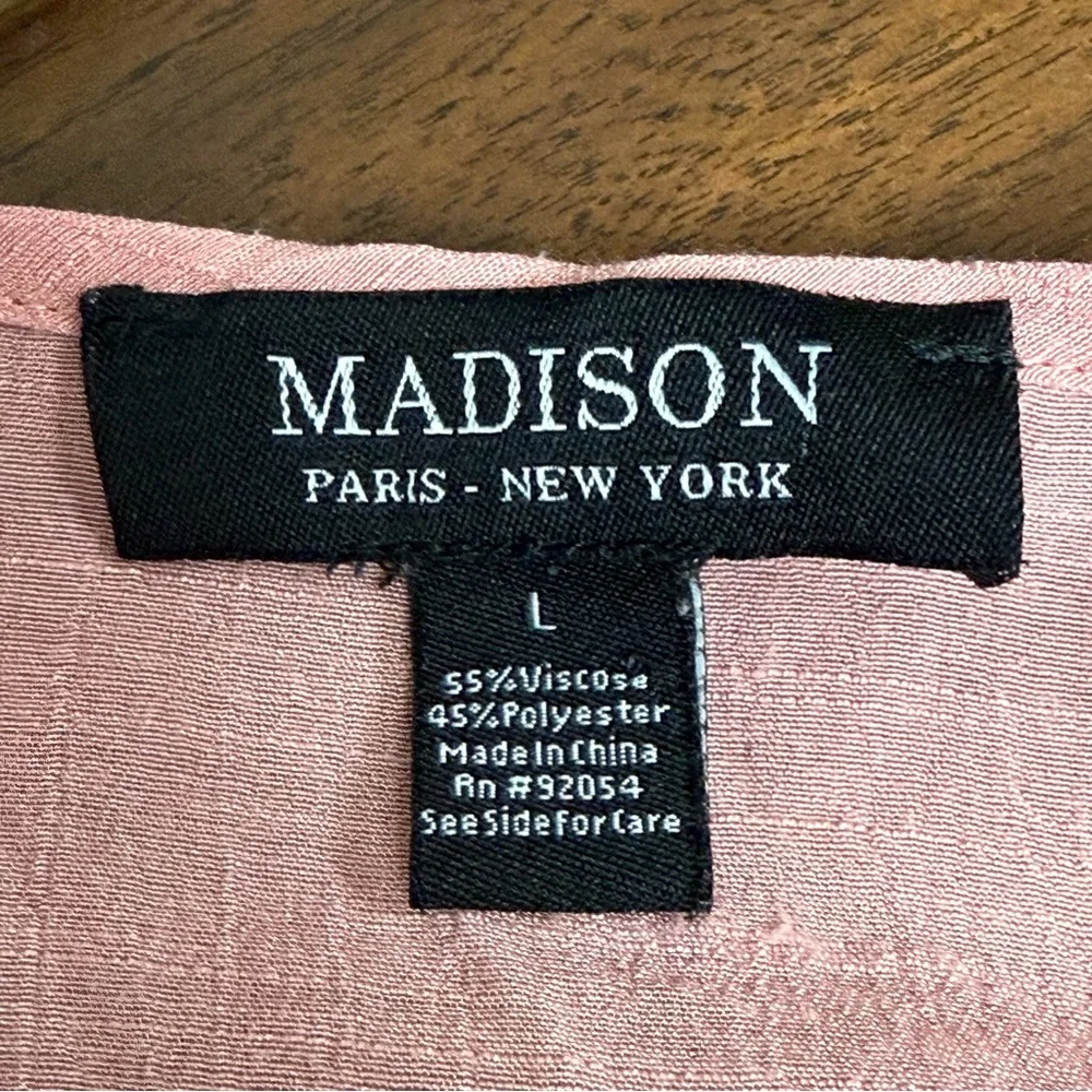 Madison Dusty Pink Lace Sleeve Blouse Boho Lightweight Top Size Large Chic - Picture 7 of 10